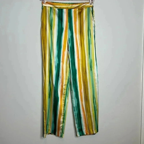 Zara STRIPED PRINT STRAIGHT CUT PANTS - Picture 1 of 9